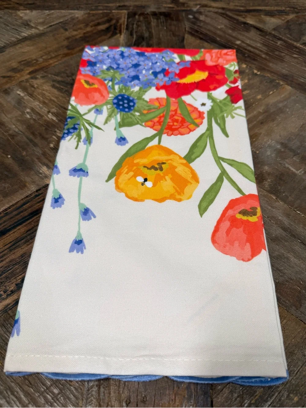 Anthropologie Mom Bee Hive Floral Kitchen Dish Cotton Towel Multicolor New w/Tag